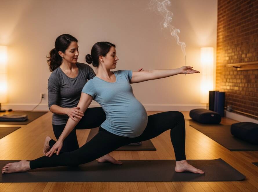 Clase de yoga prenatal